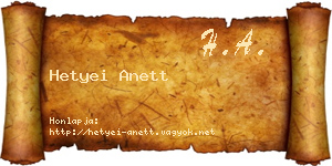Hetyei Anett névjegykártya